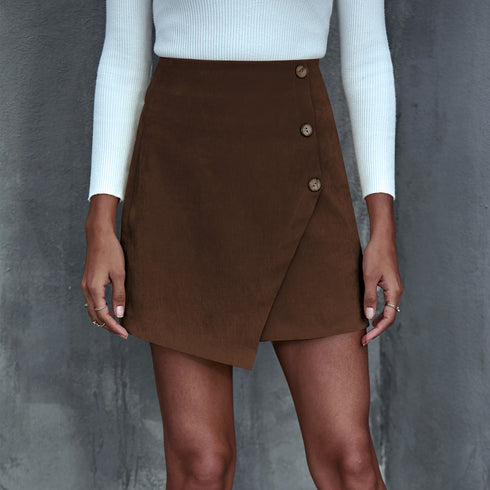 A-line Skirt With Irregular Buttons - ROUTINE FASHION